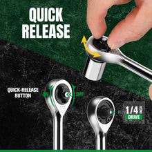 Load image into Gallery viewer, 30 Piece 1/4" Drive, 6 Point, Standard & Deep, Metric Chrome Socket Set