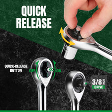 Load image into Gallery viewer, 56 Piece 3/8" Drive, 6 Point, Standard & Deep, SAE & Metric Chrome Socket Set