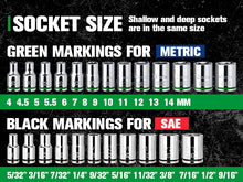 Load image into Gallery viewer, 1/4" Drive, 52 Piece, 6 Point, Shallow & Deep, SAE & Metric Chrome Socket Set