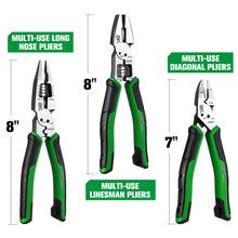Load image into Gallery viewer, 3 Piece Dual-Material Handle Multi-Use Pliers Set