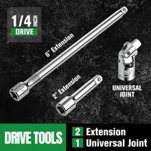 Load image into Gallery viewer, 30 Piece 1/4" Drive, 6 Point, Standard & Deep, Metric Chrome Socket Set
