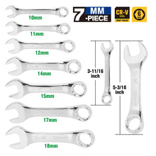 Load image into Gallery viewer, 7 Piece 12 Point Metric Short Combination SuperKrome® Wrench Set
