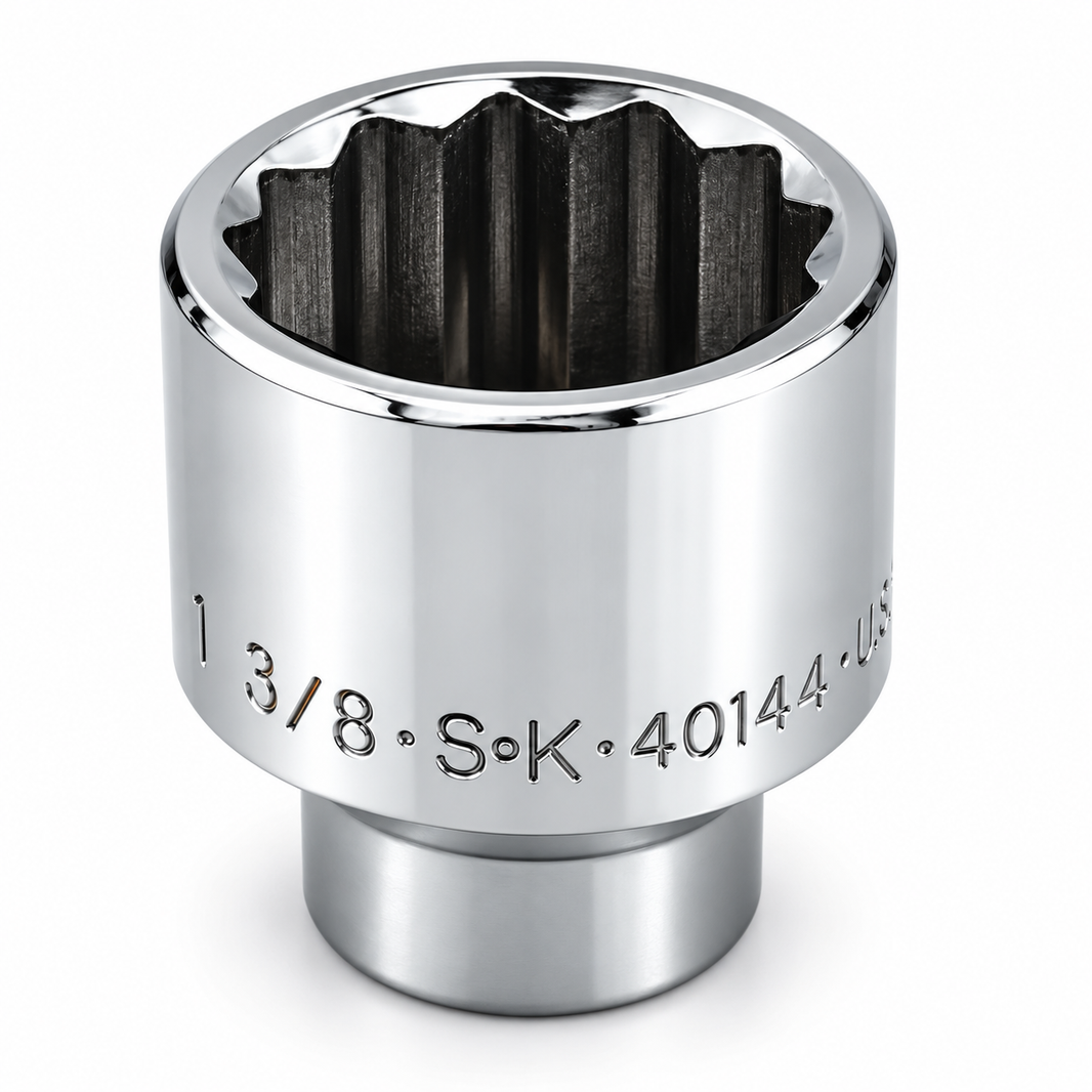 1-3/8" 1/2" Drive 12 Point Fractional Standard Chrome Socket