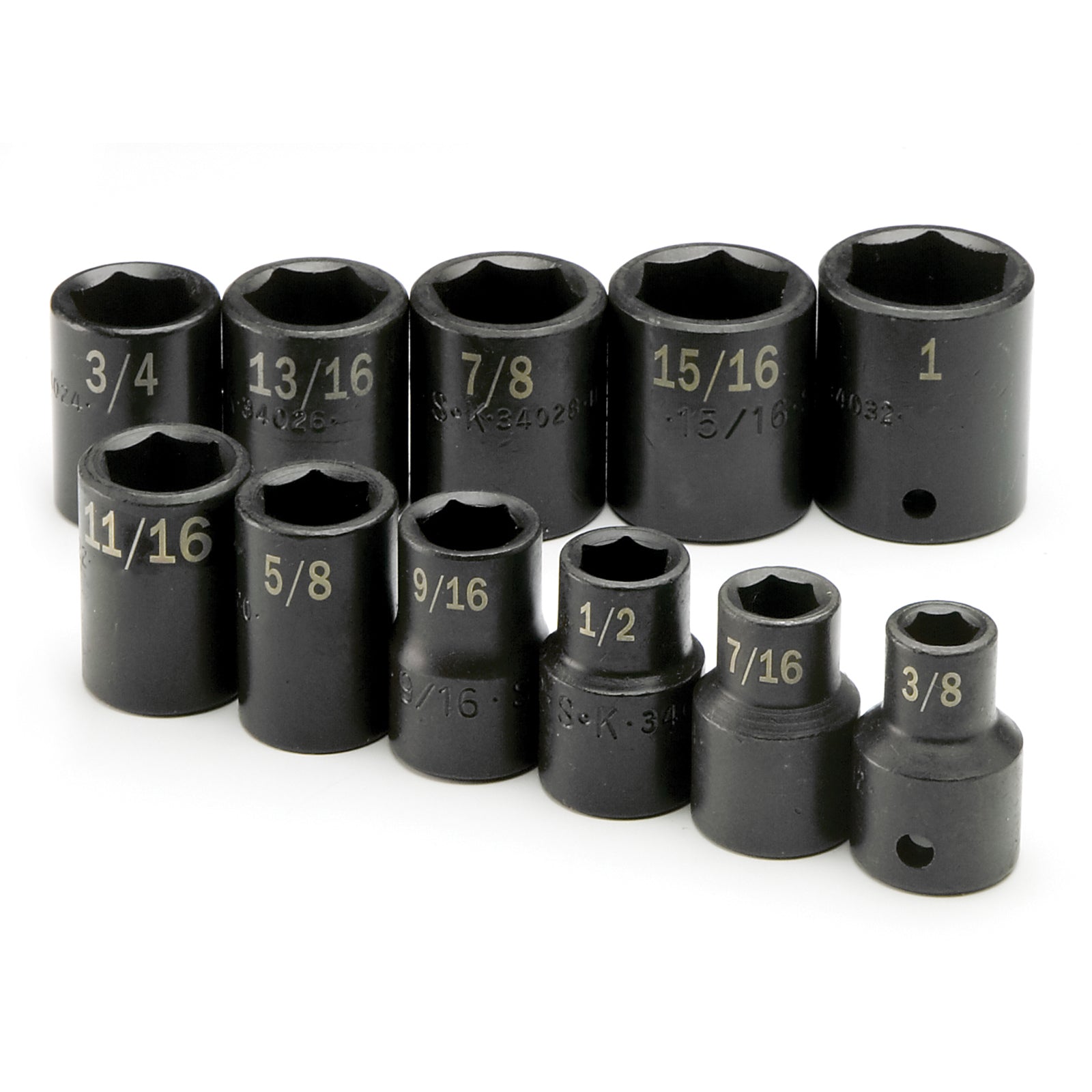 11 Piece 1/2" Drive 6 Pt Standard Fractional Impact Socket Set