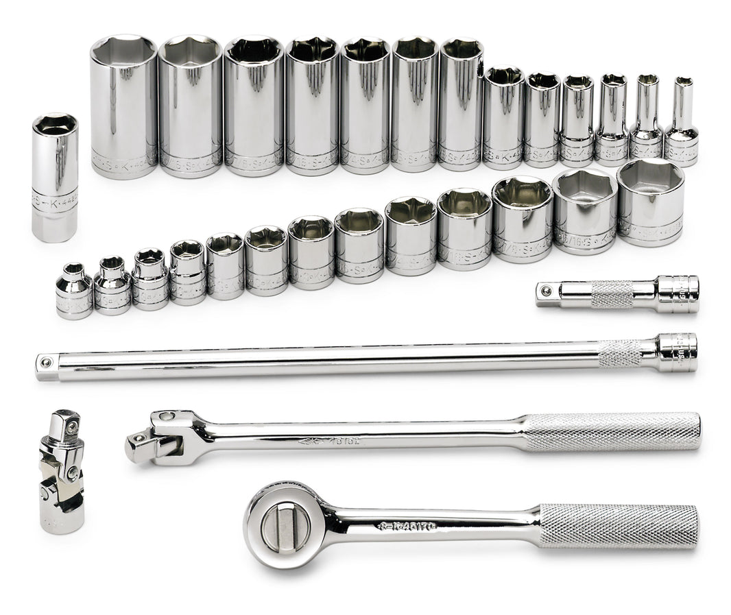 SK4532 - 32 Piece 3/8" Drive 6 Pt Std and Deep SAE Socket Set