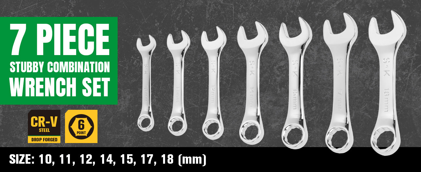 SK01490A - 7 Piece 12 Point Metric Short Combination SuperKrome Wrench Set View 3