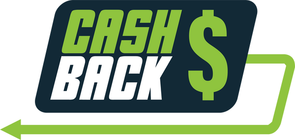 Logo with 'Cash Back' text and dollar sign on a green background
