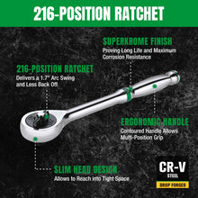 Load image into Gallery viewer, 51 Piece 3/8&quot; Drive, 6 Point, Standard &amp; Deep, SAE &amp; Metric Chrome Socket Set
