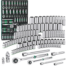 Load image into Gallery viewer, 1/4&quot; &amp; 3/8&quot; Drive, 105 Piece, 6 Point, Shallow &amp; Deep, SAE &amp; Metric Chrome Socket Set
