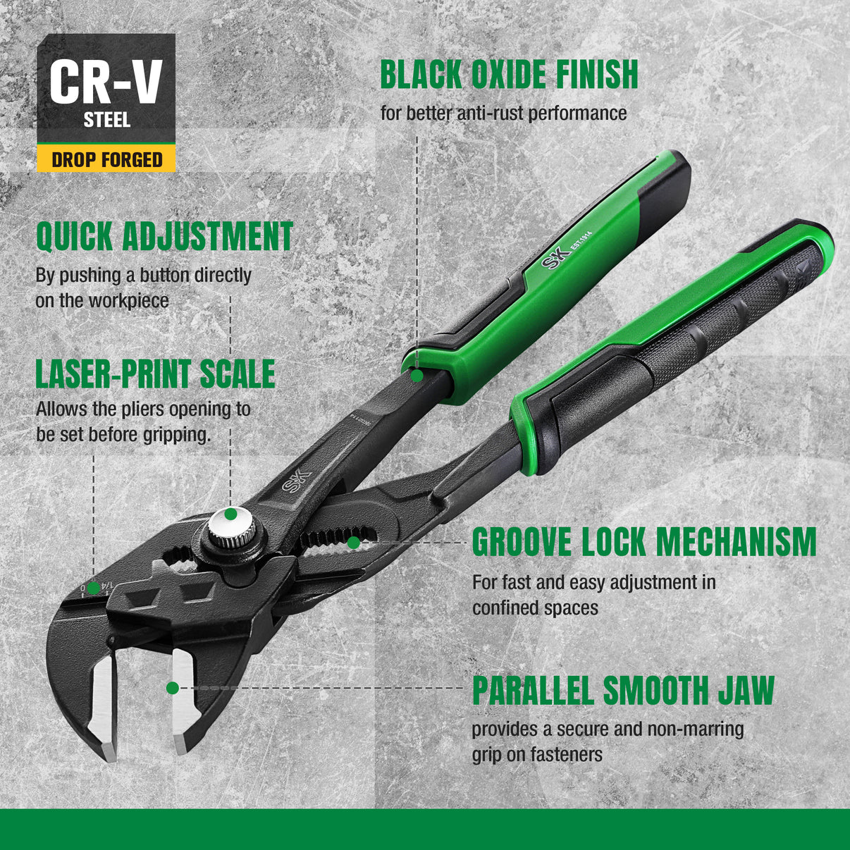 SK01459 - 5 Piece Dual-Material Multi-Purpose Ergonomic Pliers Set View 5
