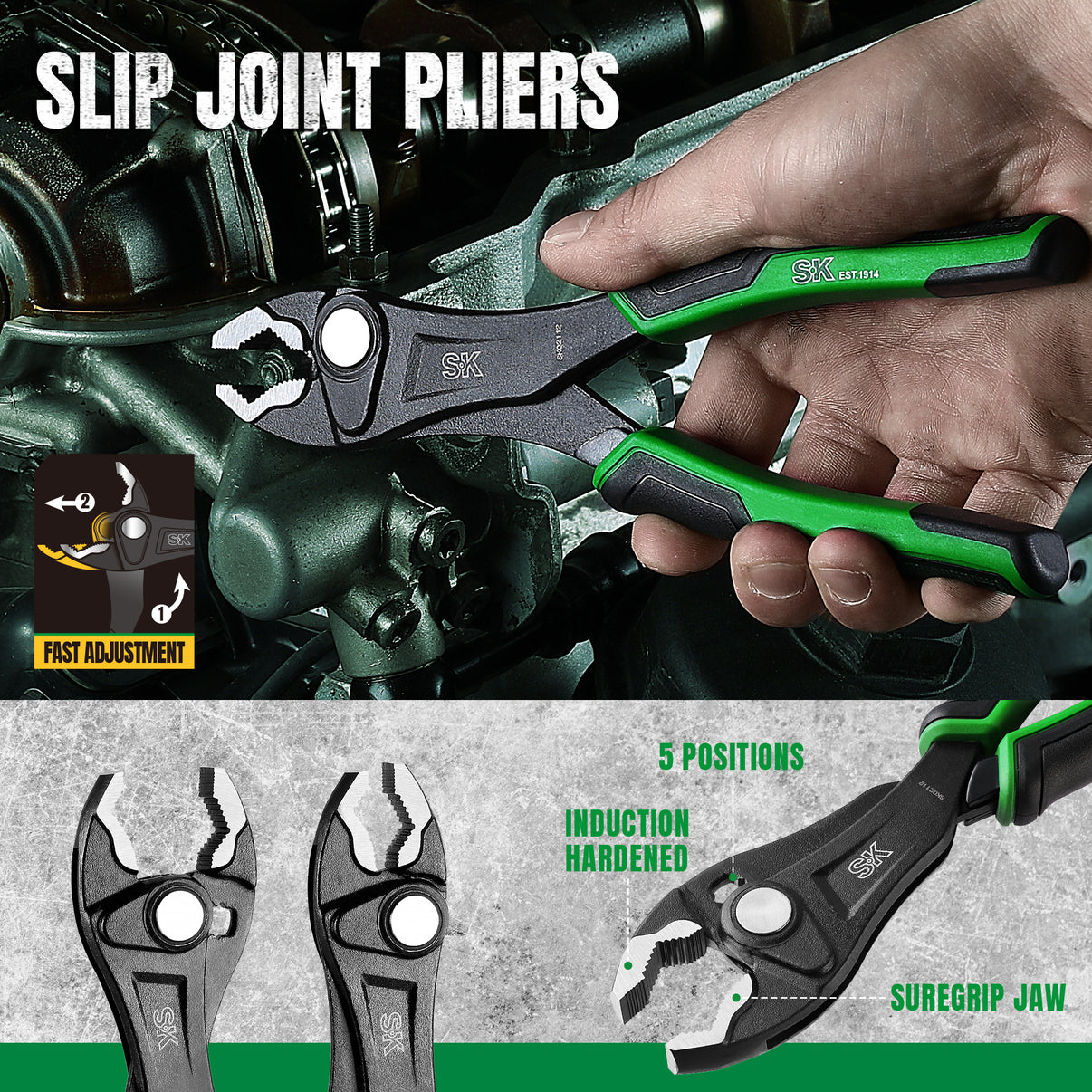 SK01459 - 5 Piece Dual-Material Multi-Purpose Ergonomic Pliers Set View 3