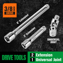 Load image into Gallery viewer, 51 Piece 3/8&quot; Drive, 6 Point, Standard &amp; Deep, SAE &amp; Metric Chrome Socket Set
