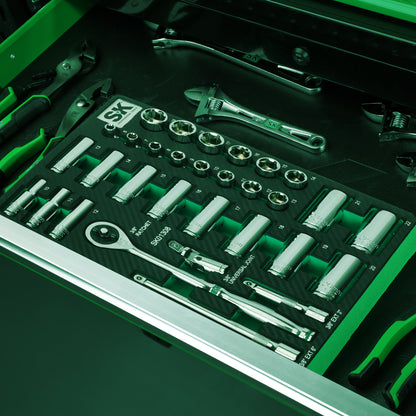 SK01308-216P - 31 Piece 3/8" Drive, 6 Point, Standard & Deep, Metric Chrome Socket Set View 9