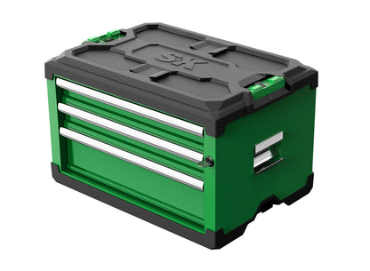 SK03105 - Modular Stackable Storage Tool Box, 3-Drawer Steel Box: 2 Shallow, 1 Deep