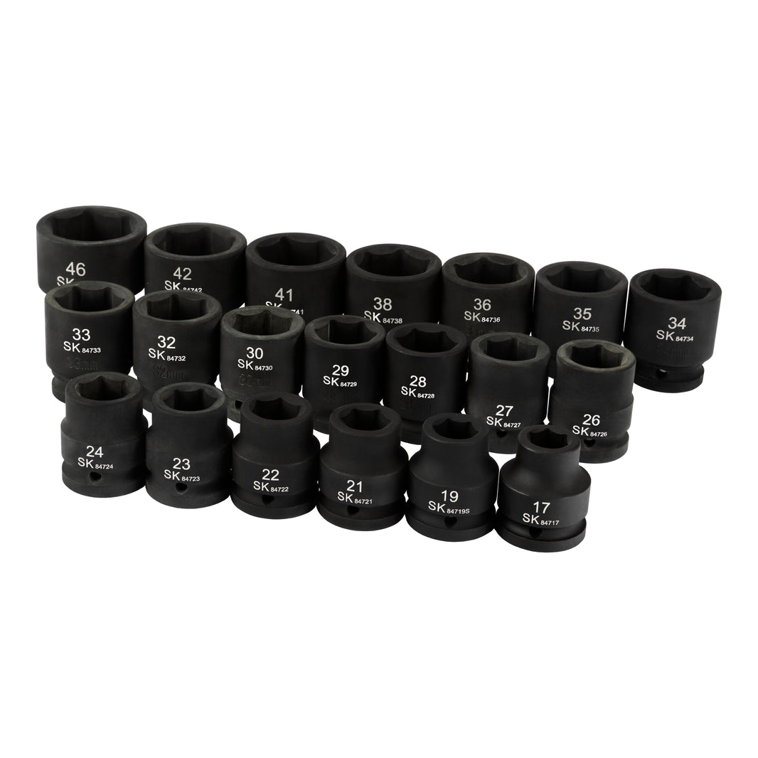 SK84419 - 3/4" Drive, 18 Piece, 6 Point, Shallow. Metric Impact Socket Set