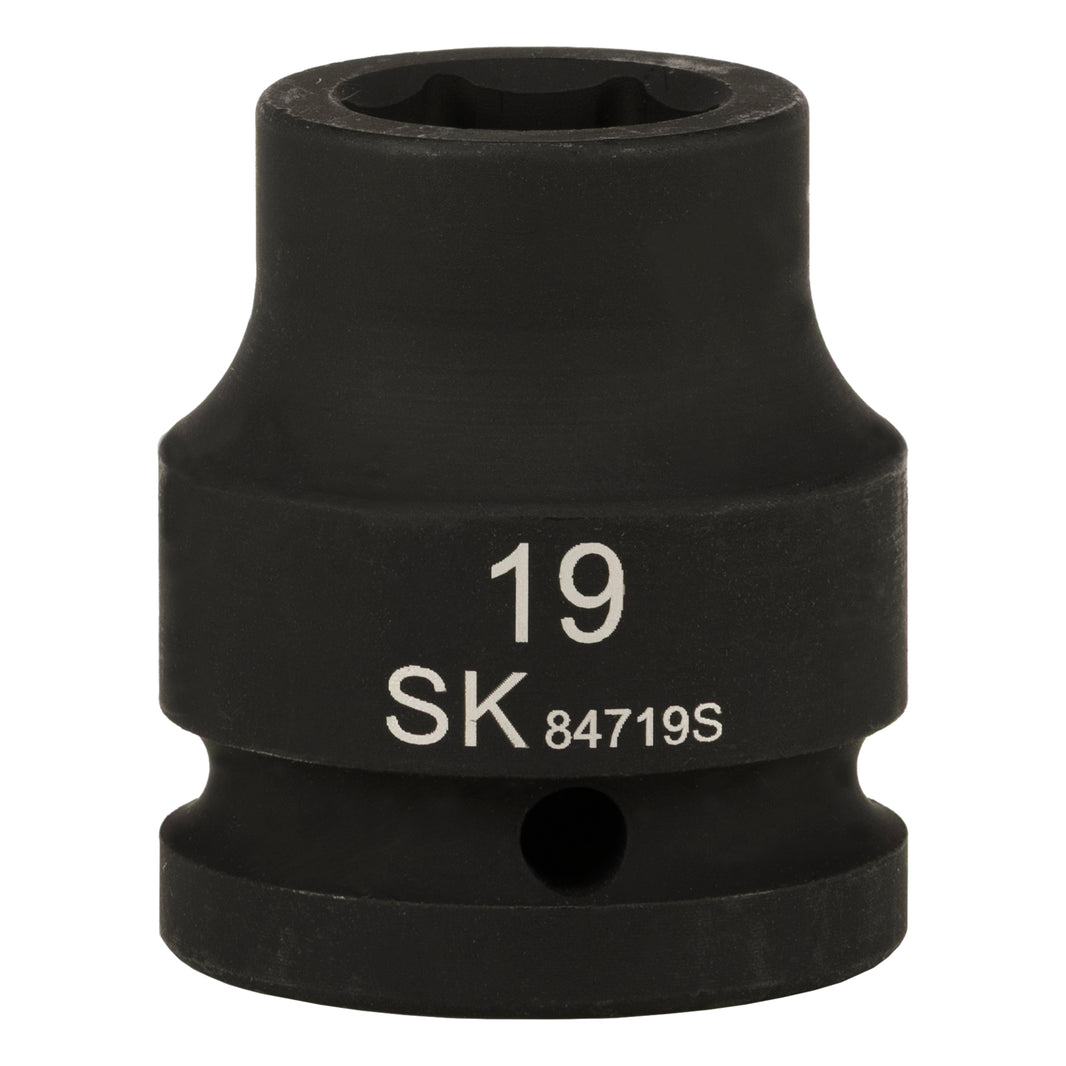 SK84719S - 3/4" Drive, 6 Point, Shallow, Metric Impact Socket, 19mm