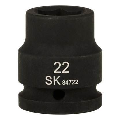 SK84722 - 3/4" Drive, 6 Point, Shallow, Metric Impact Socket, 22mm