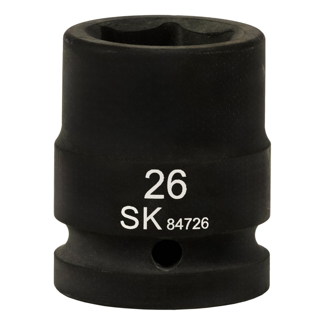 SK84726 - 3/4" Drive, 6 Point, Shallow, Metric Impact Socket, 26mm