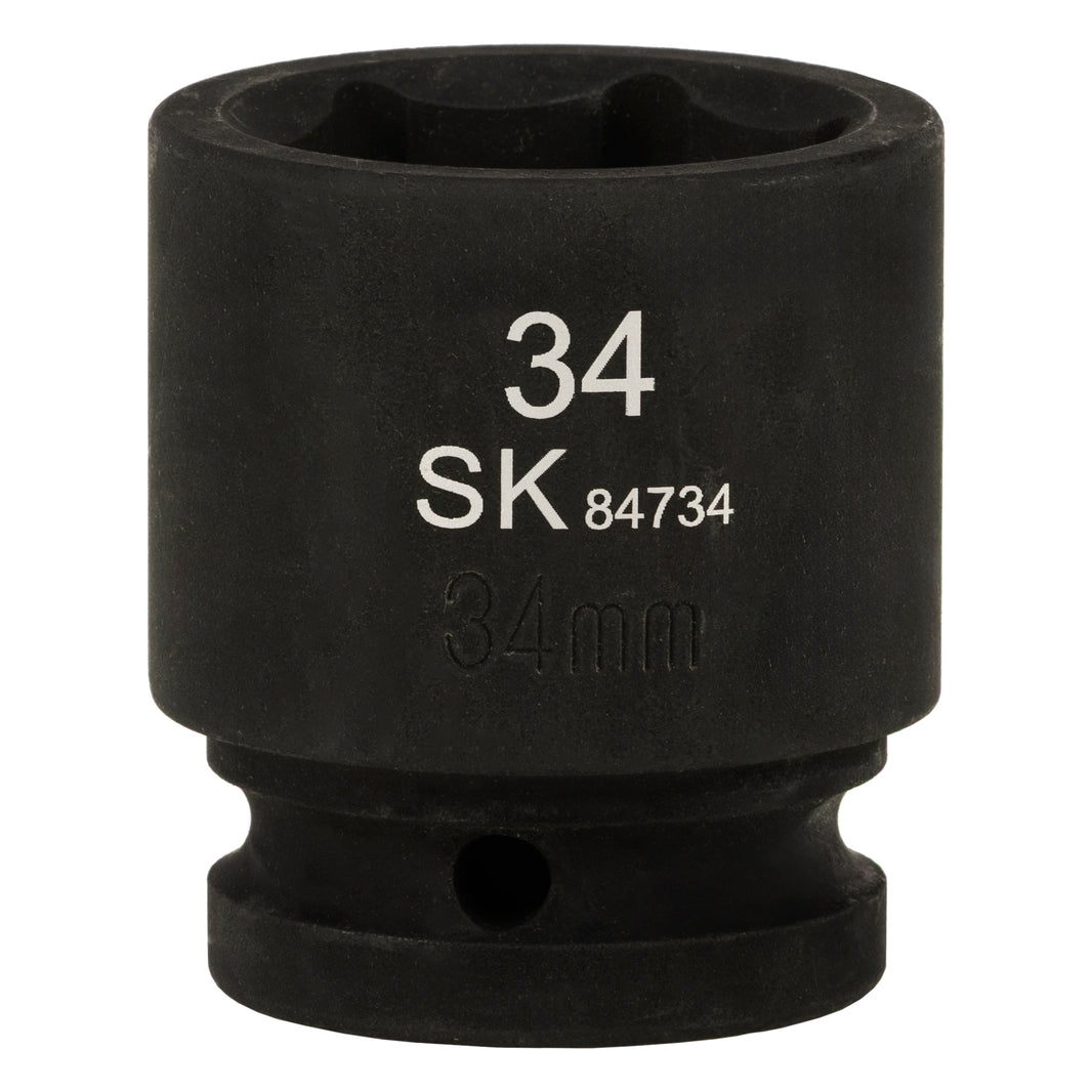 SK84734 - 3/4" Drive, 6 Point, Shallow, Metric Impact Socket, 34mm