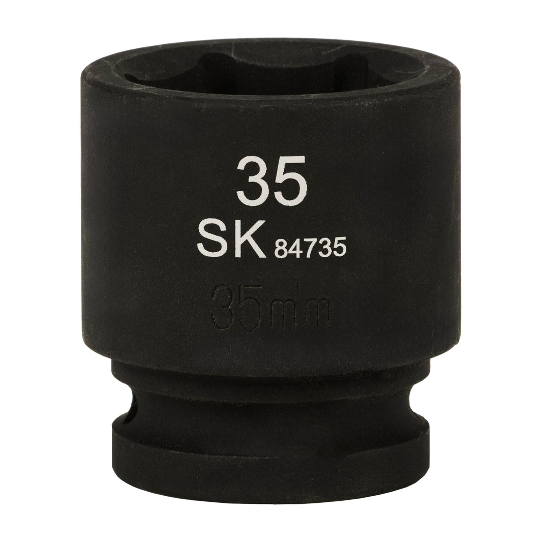 SK84735 - 3/4" Drive, 6 Point, Shallow, Metric Impact Socket, 35mm