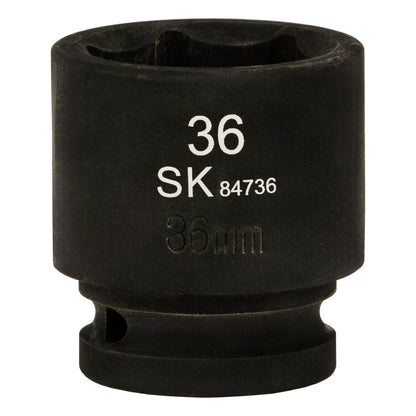 SK84736 - 3/4" Drive, 6 Point, Shallow, Metric Impact Socket, 36mm