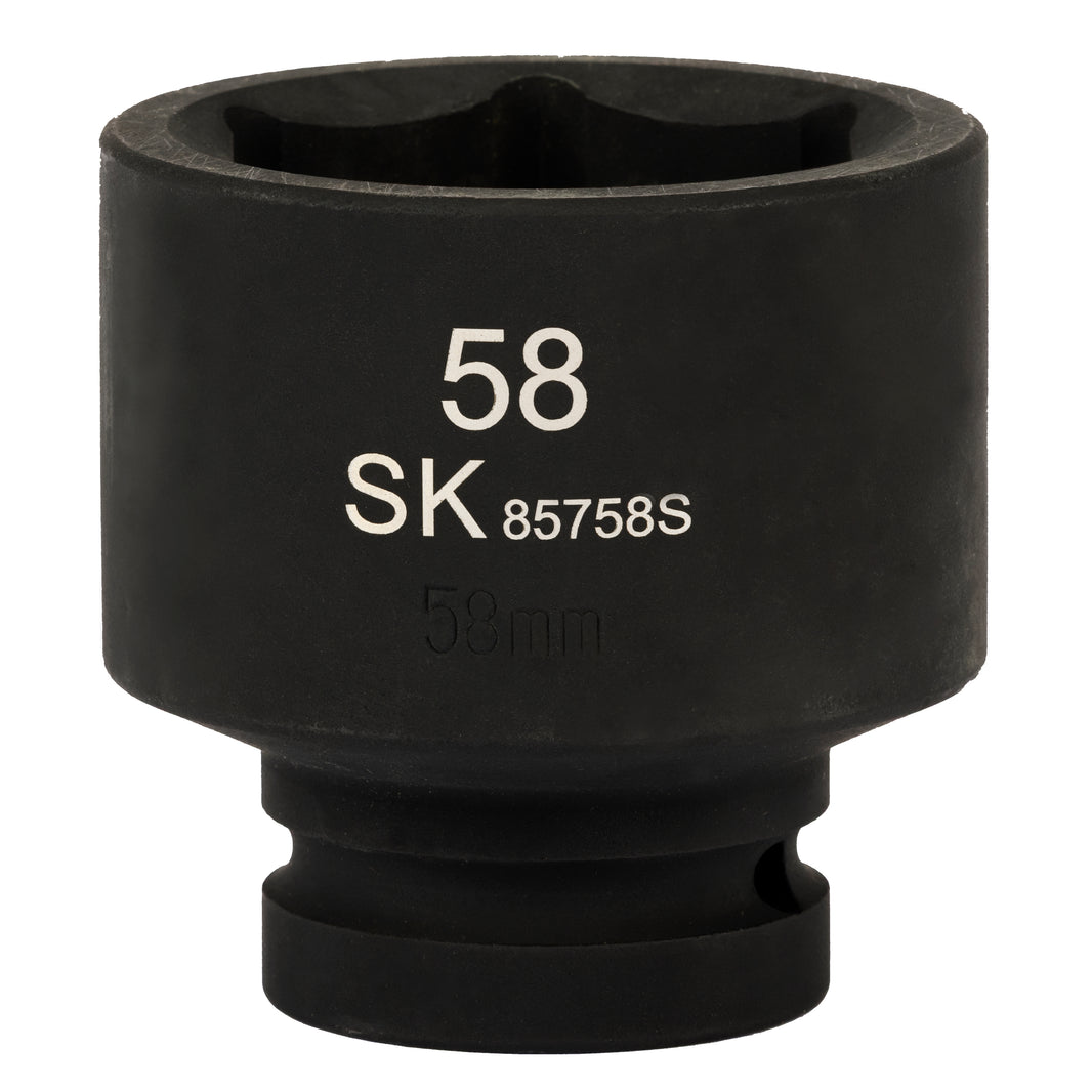 SK85758S - 1" Drive, 6 Point, Shallow Metric Impact Socket, 58mm