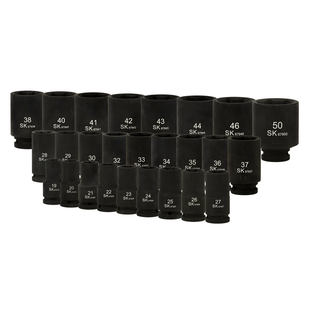 SK87960 - 3/4" Drive, 26 Piece, 6 Point, Deep, Metric Impact Socket Set