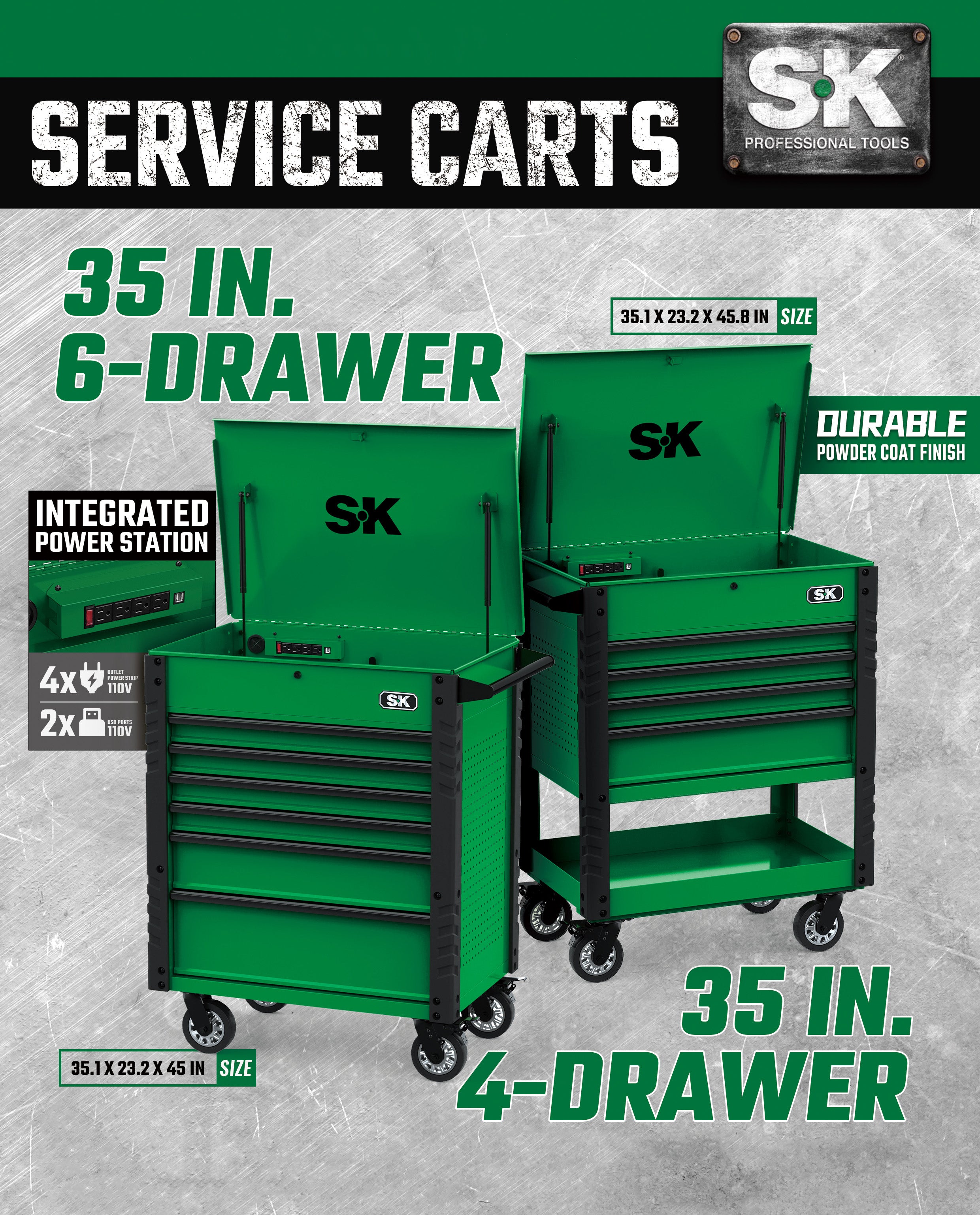 SK03202 - 35 in. 4-Drawer Tool Cart - Free Shipping! View 2