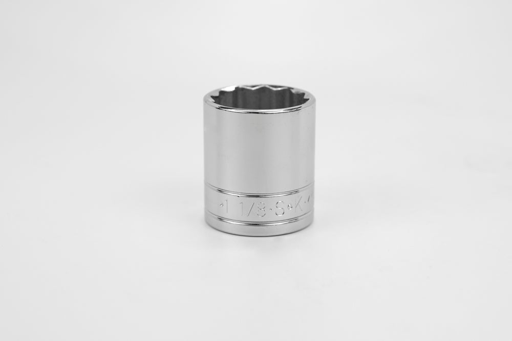 1-1/8" 1/2" Drive 12 Point Fractional Standard Chrome Socket