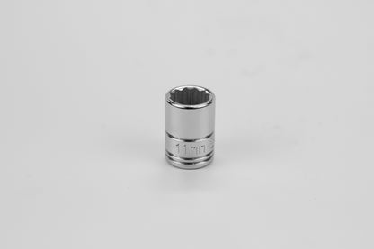 11 mm 1/4" Drive 12 Point Metric Standard Chrome Socket