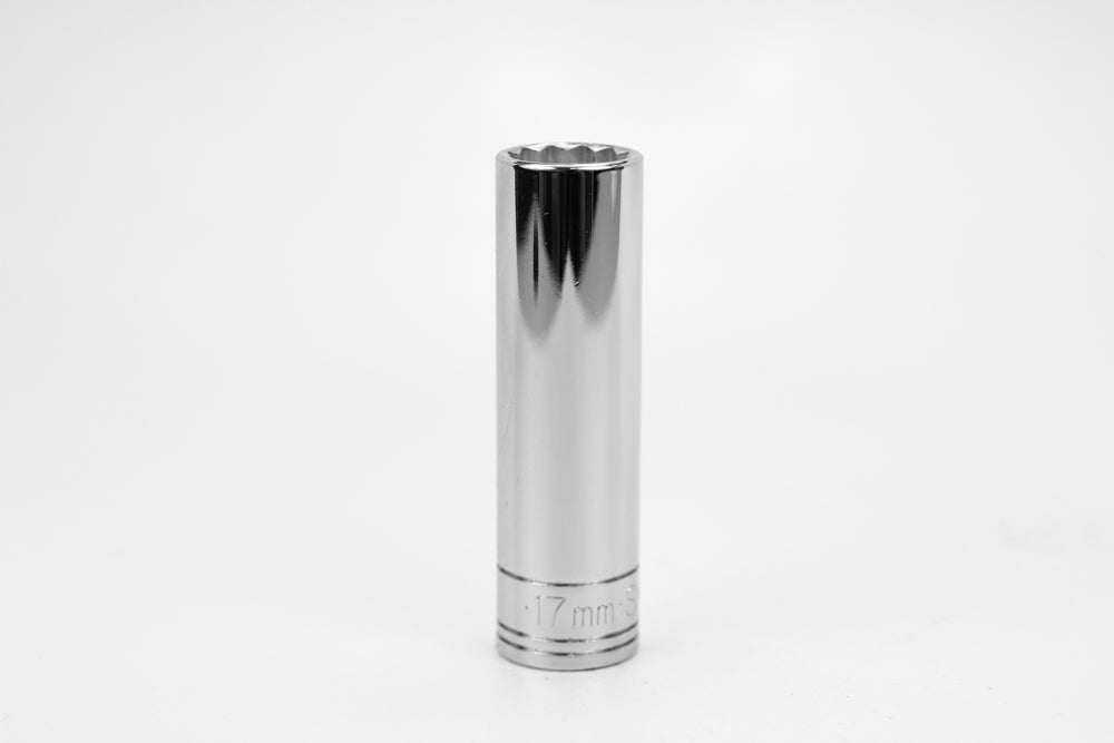 17 mm 1/2" Drive 12 Point Metric Deep Chrome Socket
