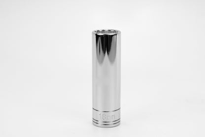 18 mm 1/2" Drive 12 Point Metric Deep Chrome Socket