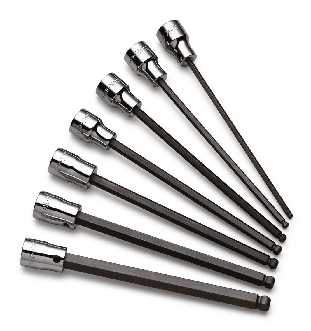 7 Piece 3/8" Drive Fractional Long Ball Hex Bit Socket Set