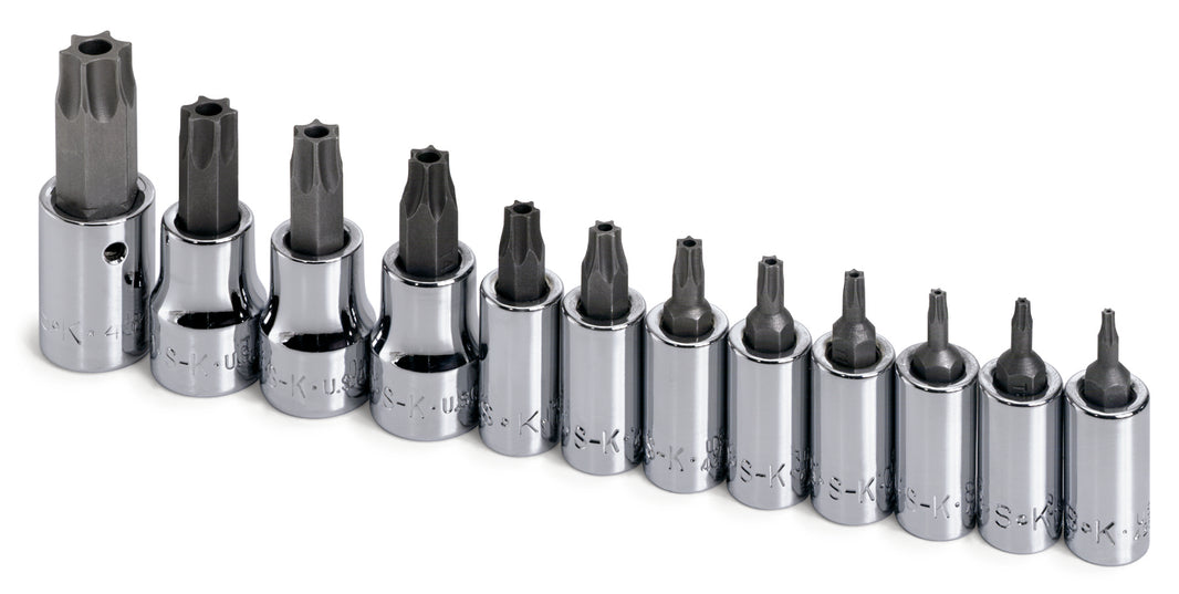 12 Piece 1/4" and 3/8" Drive Tamper-Proof TORX Bit Socket Set
