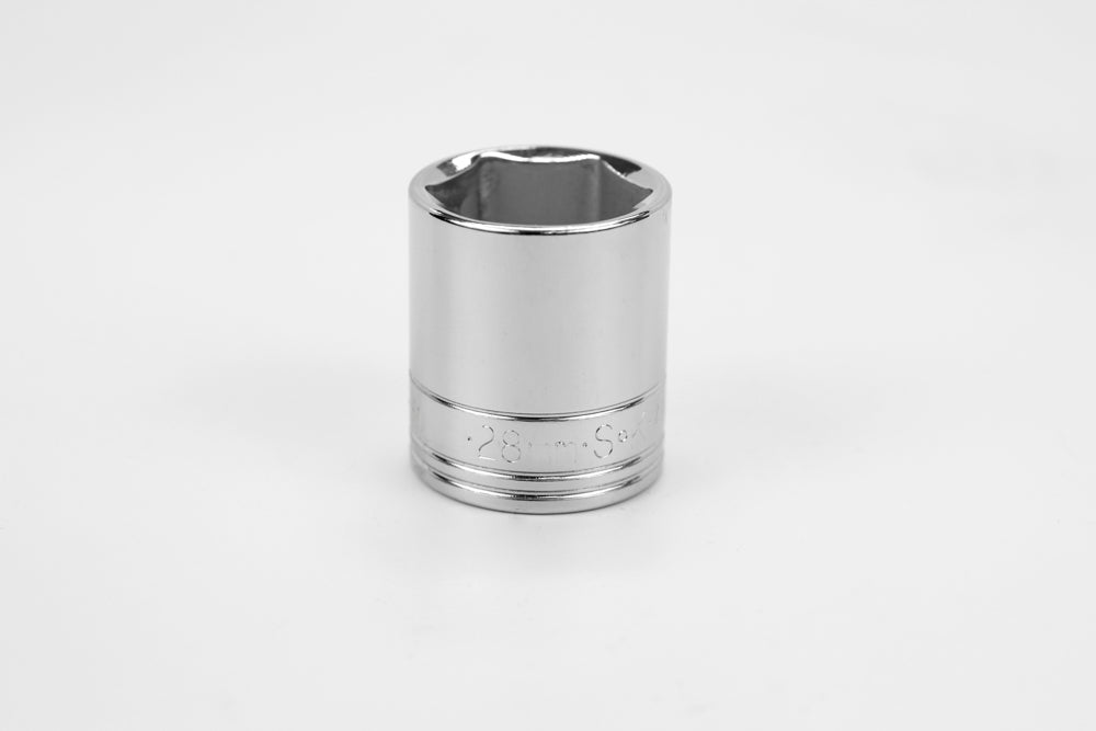 28 mm 1/2" Drive 6 Point Metric Standard Chrome Socket