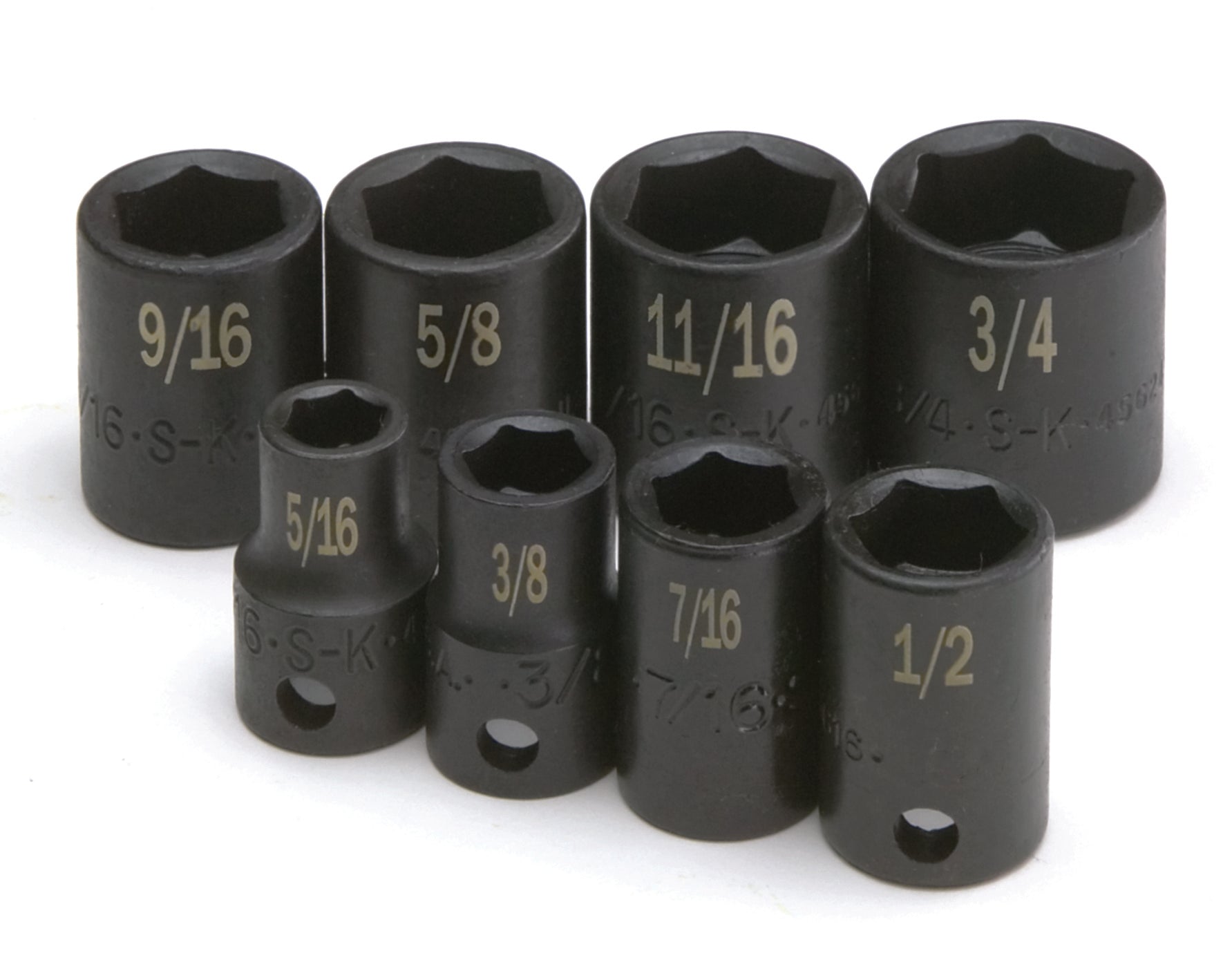 8 Piece 3/8" Drive 6 Point Fractional Standard Impact Socket Set