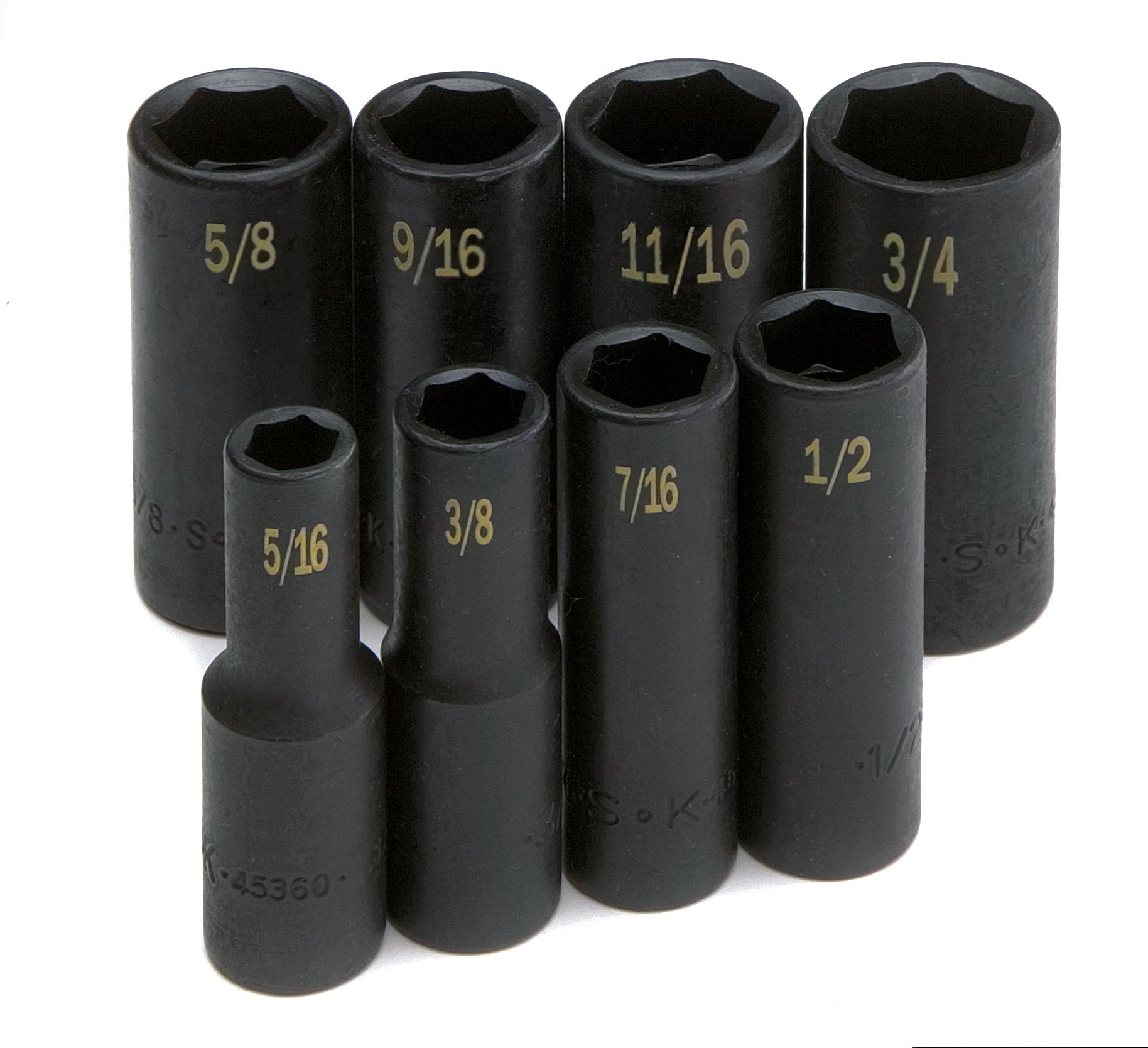 8 Piece 3/8" Drive 6 Point Fractional Deep Impact Socket Set