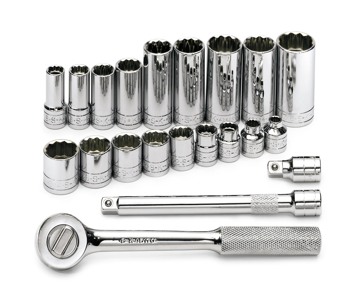 21 Piece 3/8" Drive 12 Pt Std and Deep SAE Socket Set
