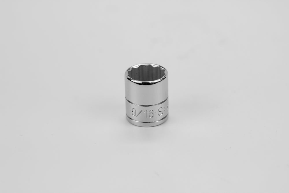 9/16" 1/4" Drive 12 Point Fractional Standard Chrome Socket