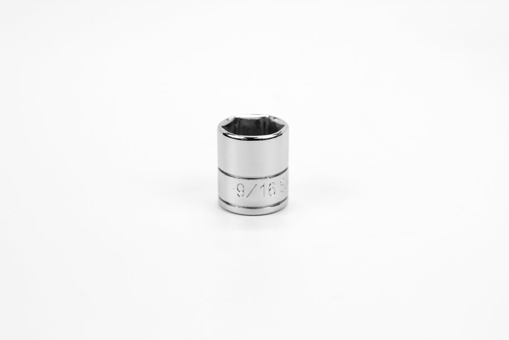 9/16" 1/4" Drive 6 Point Fractional Standard Chrome Socket
